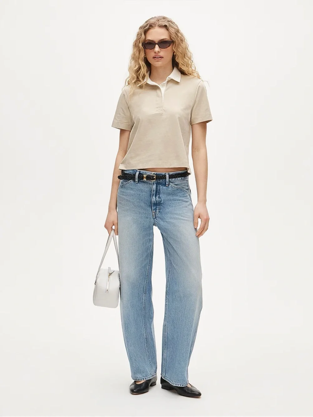 J Crew beige boyfriend jersey short-sleeve polo shirt